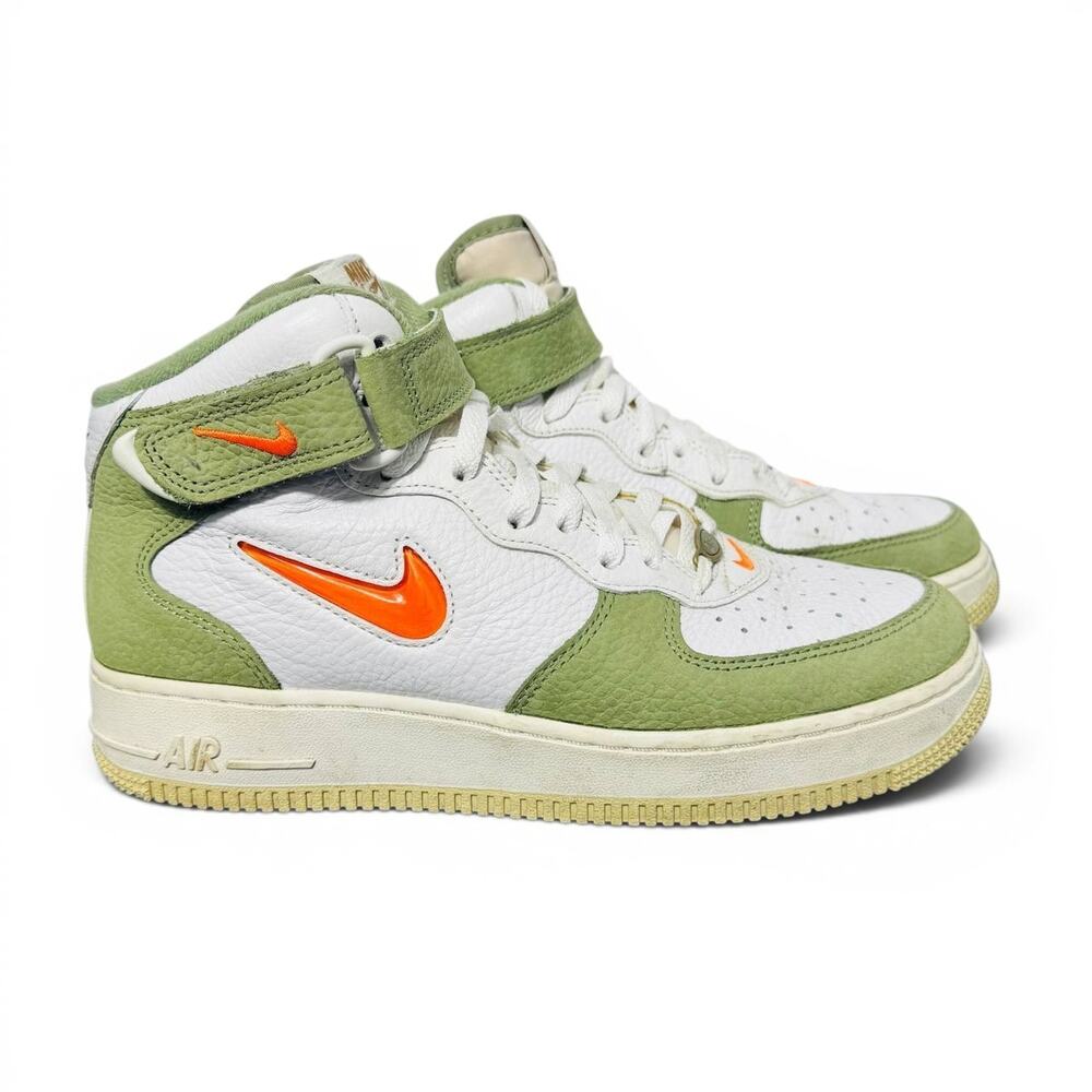 Nike Air Force 1 Mid 07 White Green Orange Mens Size 8 DQ3505-100 Used